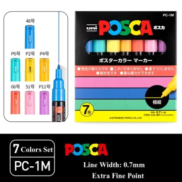 Uni Poscas Marker Pens Set, 0.7MM Extra Fine Point Plumones