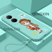 ฟรีสายคล้องดีไซน์แบบ TPU อ่อนลายการ์ตูนสำหรับผู้หญิงตัวเคสโทรศัพท์เบาบาง V29 Vivo