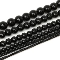 ┇ Black Onyx Agate Beads DIY Handmade Natural Stone For Jewelry Making Round Shape 3 4 6 8 10 MM