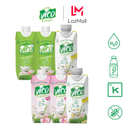 Combo 6 hộp nước dừa Vico Fresh 330ml 2 Dứa, 2 Sen, 2 Tắc