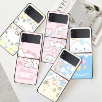 Sanrios เคสโทรศัพท์อะนิเมะ Cinnamoroll สำหรับ Samsung Galaxy Zflip3 Zflip Z Flip 4 Z 3 5G Flip4พีซีปกแข็งด้านหลังกันกระแทก