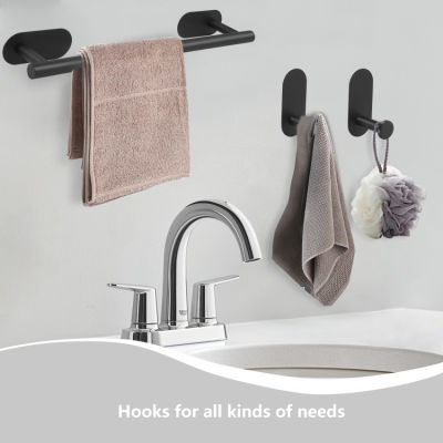 Upgrade Your Bathroom with Our Matte Black 6-Piece Bathroom Hardware Set - Includes 16" Towel Bar, Toilet Paper Holder, Towel Ring, and Robe Hooks