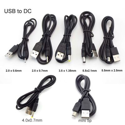 USB type A Male to DC 5.5 2.1 2.5 2.0 3.5x1.35 4.0x1.7mm male mini 5pin power supply Plug Jack extend charging cable connector c  Wires Leads Adapters