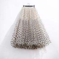 All match Velvet Dot Ball Gown Net Yarn Skirts For Women New Quality X Long Big Hem Splicing Drop Foldes Cake A word Skirt