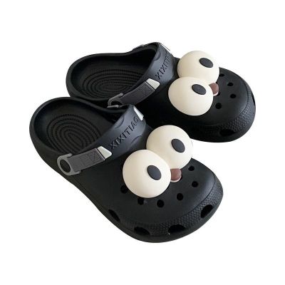 2023 New Fashion version    Thin strip mens and womens summer cartoon cute funny big eye hole shoes outdoor casual non-slip couple sandals and slippers