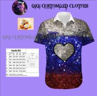 Sparkling Colorful Heart 2023 Summer and Autumn Hawaiian Shirt High Quality, Unisex, Size S-3XL