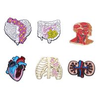 Cartoon human organs series Brooch Heart brain shape Metal badge Accessory pins wholesale Gift to friends Fashion Brooches Pins