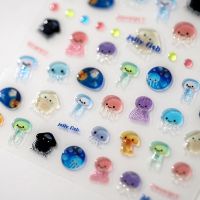 【YF】☢❣♀  5D Jelly Colorful Jellyfish Emote Pink Babies Adheisve Stickers Decals Manicure Ornaments