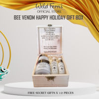 WILD FERNS (ไวล์ดเฟิร์นส) BEE VENOM HOLIDAY WOODEN GIFT BOX (LIMITED EDITION) ชุดเซ็ทกล่องของขวัญ HANDMADE บีวีนอมเพื่อผิวอ่อนเยาว์ พร้อมของแถม SECRET สุดพิเศษ 11ชิ้น