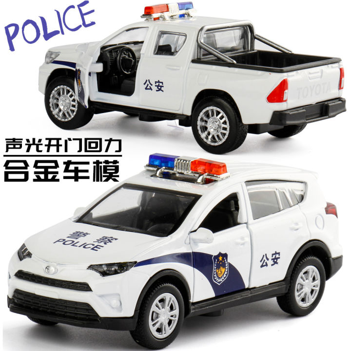เด็กตำรวจโลหะผสมรถของเล่น-1-36-จำลองรถโลหะผสมแสงเพลงดึงกลับรถตำรวจสองประตูรุ่นของขวัญ