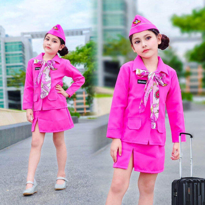 ชุดอาชีพเด็ก-ชุดแอร์โฮสเตส-ชุดแอร์-งานดี-เย็บเป๊ะทุกจุด-งานเซ็ท-4-ชิ้น-ประกอบด้วย-เสื้อ-กป-หมวก-ผ้าพันคอ