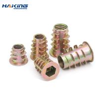 10/25/50Pcs M4 M5 M6 M8 M10 Zinc Alloy Thread For Wood Insert Nut Flanged Hex Drive Head Internal Threads Furniture woodwork Nut