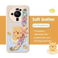 soft shell high-grade Phone Case For Xiaomi 12S Ultra imitation leather Nordic wind Little Bear Color Chain Back Cover