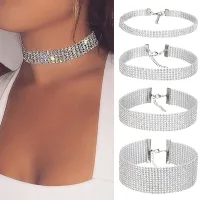 【YF】 Novo cristal strass gargantilha colar feminino acessórios de casamento prata cor corrente punk gótico gargantilhas jóias collier femme