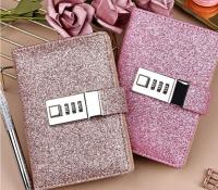 Pink Girls Diary Book Kawaii Glittering Cover Notebook A7 with Lock Notepad Stationery for School Diary Sketchbook Password