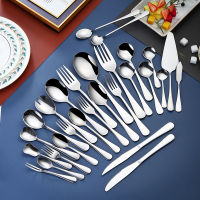 ตะวันตกอาหารเย็นสแตนเลสกระจกเครื่องเงินชุดบนโต๊ะอาหาร Flatware อาหารค่ำมีดส้อมช้อนชุดช้อนส้อมเครื่องล้างจานปลอดภัย