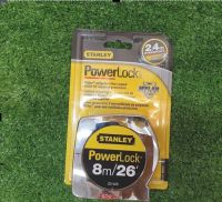 STANLEY POWERLOCK ตลับเมตร 8 เมตร ตลับเมตรโครเมี่ยม วัดระยะ สายวัด สายวัดระยะ อุปกรณ์วัด อุปกรณ์วัดระยะ สแตนเลย์ พาวเวอร์ล็อค