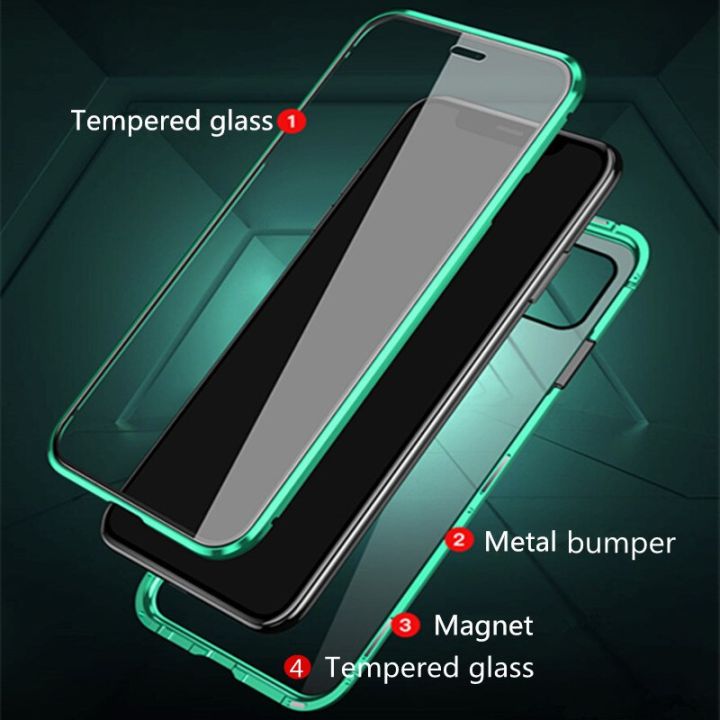 สินค้าใหม่ในสต็อก-โลหะแม่เหล็กดูดซับพลิกกรณีสำหรับ-iphone-14-13-12-11-pro-xs-max-xr-8-7พลัสใสสองด้านกระจกแม่เหล็กกรณี