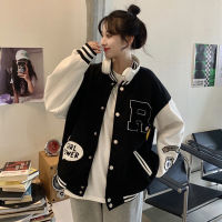 Letter Embroidery Jacket Women High Street Loose Flocking Patchwork Coat Women Casual Contrasting Color Woman Jacket Clothes