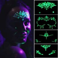 Halloween Face Decoration Tattoo Crystal Diamond Eyebrow Luminous Rhinestone Sticker Masquerade Bar Party Glowing Face Sticker Stickers