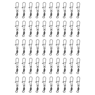 50PCS/Lot Fishing Connector Pin Bearing Rolling Swivel Stainless Steel with Snap Fishhook Lure Tackle