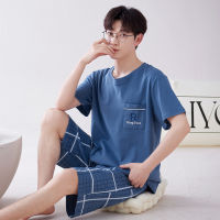 Fast Shipping Factory Outlet New MenS Pure Cotton Pajamas Summer Short -Sleeved Shorts Casual Youth Home Clothing