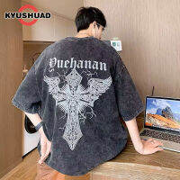 KYUSHUAD เสื้อยืดผู้ชายแบบใหม่เสื้อยืดสำหรับวัยรุ่นพิมพ์ลายคอเสื้อมีแบรนด์ไม่ซ้ำใครเสื้อยืดผู้ชายกีฬามาตรฐานระบายอากาศแขนสั้นทรงหลวมและลำลองสำหรับผู้ชาย