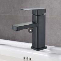 Basin Sink Bathroom Faucet Deck Mounted Hot Cold Water Basin Mixer Taps Matte Black Lavatory Sink Bathroom Tapware Basin Faucet