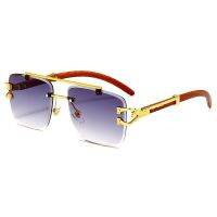 Luxury Glamour Unisex Sunglasses Rimless Gold Leopard Fashion Glasses For Men And Women Gradient Stylish Shades