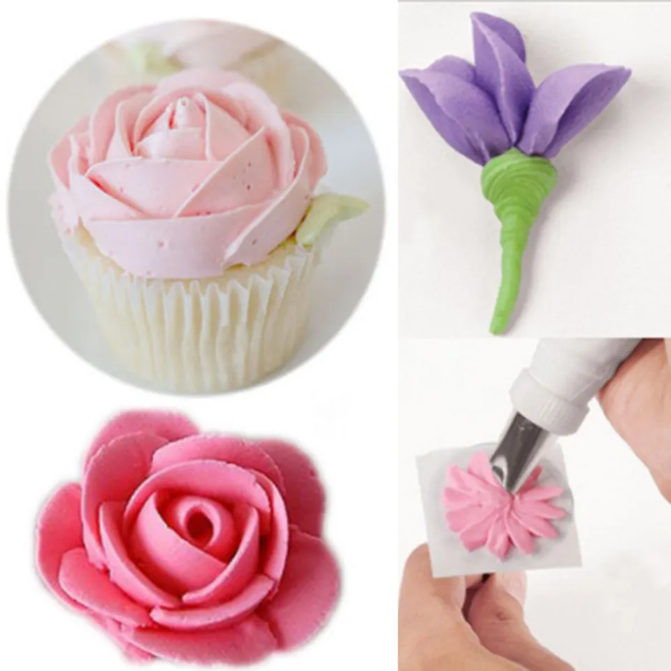 Buy Husaini Mart Stainless Steel 1M Plus 2D 336 Diy Cream Rose Flower  Piping Nozzles Cupcake Pastry Tips Nozzle Bakery Cake Decoration Tool Set  (Pack Of 3) Online at Best Prices in