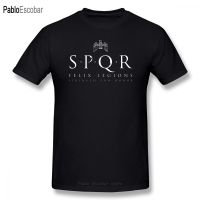 【ใหม่】ของขวัญสำหรับแฟนสไตล์เสื้อยืด SPQR จักรวรรดิโรมันกองทัพเสื้อยืดผู้ชายจดหมายพิมพ์ขนาดใหญ่เสื้อยืดคลาสสิกสบายๆ