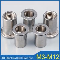 (SQIU)2/5/10Pcs M3 M4 M5 M6 M8 M10 M12 304โลหะสเตนเลสแบนหัว Riveted ถั่วขนาดใหญ่ Countersunk แนวตั้ง Stripe น็อตหมุดย้ำ