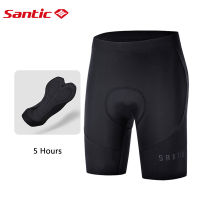 Santic กางเกงขาสั้นขี่จักรยานผู้ชายกางเกงขาสั้นจักรยานสีดำ 4D เบาะ 6 ชั่วโมงขี่จักรยานขี่จักรยานกลางแจ้งถุงน่องถนนจักรยานกางเกงขาสั้น WM3C05160H