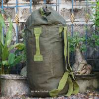 ถุงทะเล ผ้าเเคนวาส Genuine US Army Duffel Bag Large Military Olive Green sack pack  สะพายหลังได้ กระเป๋าเดินทาง ถุงกระสอบใบใหญ่ งานเก่า