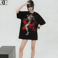 Anime shirt Fan Ma Blade Ya co-branded T-shirt black oversized size mens and womens cotton T-shirt