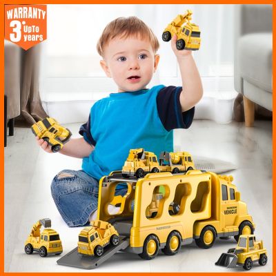 ✌ jiozpdn055186 Escavadeira e Bulldozer Brinquedos para Crianças Carros Veículos de Engenharia Diecast Carrier Modelos Caminhão Presentes Educativos Meninos