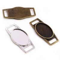 10pcs 18x25mm Inner Size Rhodium and Antique Bronze Fashion Bracelet leather rope connection Cameo Cabochons Setting Tray 【hot】d25bil