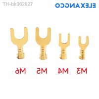 ﹍ 100Pcs M3 M4 M5 M6 Brass Fork Spade U-Type Non-Insulated Wire Connector Electrical Crimp Ground Terminal 0.5-2.5mm