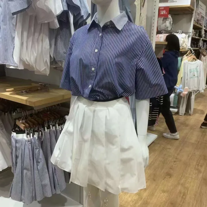 uniqlo-เสื้อผ้าผู้หญิง2023ห้องลองเสื้อใหม่สำหรับฤดูร้อน457703กระโปรงสั้นสไตล์มหาลัยกระโปรงสั้นอัดพลีท