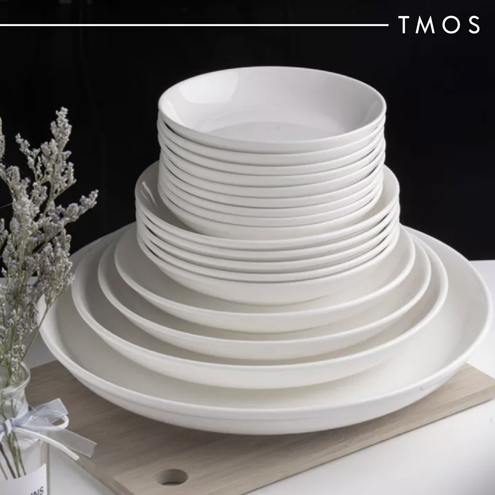 TMOS White Ceramic Plate Porcelain Plate Porcelain Dish Plate Dinner Plate Bowl White Plate Pinggan Putih