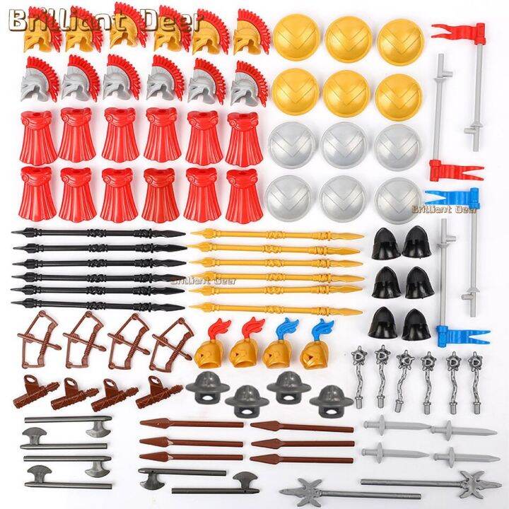 Military Weapon Helmets Parts For Medieval Castle Rome Viking Warrior Knight Figures MOC City