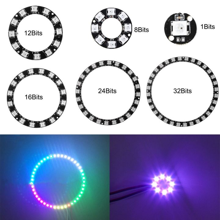 worth-buy-1ชิ้น-ws2812b-ที่มีประโยชน์5050วง-rgb-led-1-32bit-ในตัวไดรเวอร์แบบบูรณาการแอดเดรสแผงสีดำ-lcds-โมดูลจอแสดงผล