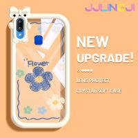 Jjlingji เคสสำหรับ VIVO Y91 Y91i Y95แฟชั่นลายดอกไม้สดสีสันสดใสน่ารักน้อยมอนสเตอร์เลนส์กล้องถ่ายรูปแบบนิ่มกันกระแทกแบบใสเคสมือถือความคิดสร้างสรรค์โปร่งใสเรียบง่ายฝาครอบป้องกันซิลิโคน