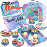 I Know Kids Tea Party Set For Little Girls Mermaid Gift Pretend Toy Tin Tea Set,Princess Tea Time Kitchen Pretend Play Tea Set Toys