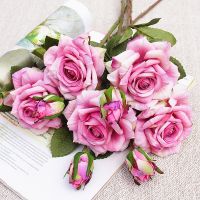 【CC】 2 Heads/Bundle Curling Artificial Flowers Valentine 39;s Day Wedding Soft Diy Vases for Household Product