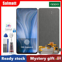 Salmatt หน้าจอแสดงผล OLED ขนาด6.4นิ้วสำหรับ Oppo Reno PCAT00 PCAM00 CPH1917แอลซีดีเครื่องอ่านพิกัดแผงหน้าจอสัมผัสแทนการประกอบสำหรับ OPPO Reno แอลซีดี