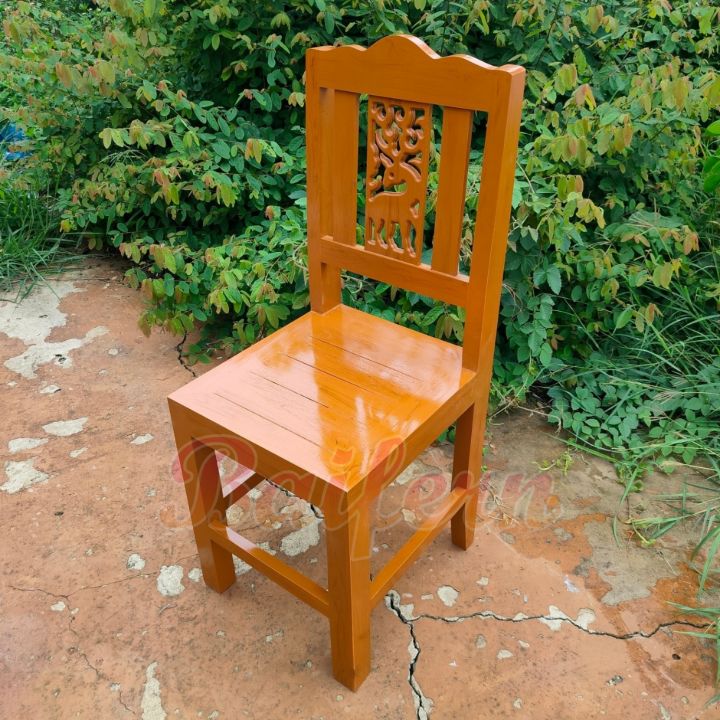 bf-เก้าอี้ไม้สักฉลุลายกวาง-เก้าอี้พนักพิงไม้สัก-อย่างหนา-รับน้ำหนักได้มาก-เก้าอี้โต๊ะอาหาร-สีย้อมไม้สัก