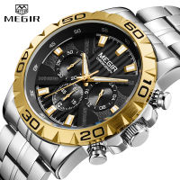 Mens Watches MEGIR Top Brand Luxury Full Steel Waterproof Watch Men 24 hour Date Quartz Sport Military Wristwatches Male Clock