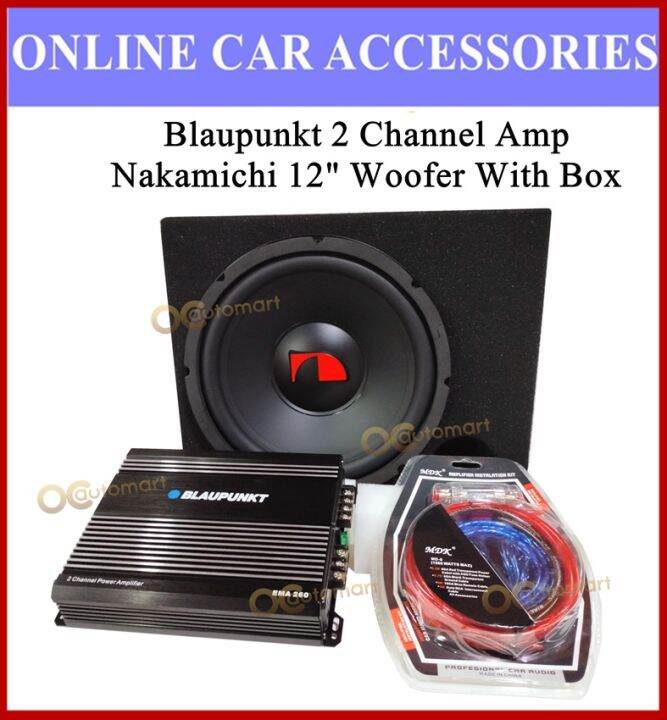 Blaupunkt 2 Channel Amp and Nakamichi 12" woofer Set 2Ch Amplifier 12