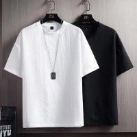 CODAndrew Hearst Round Neck Short Sleeve T-Shirt Men Summer Loose Hip-hop Street Short-sleeved Top Cotton Linen Ice Silk